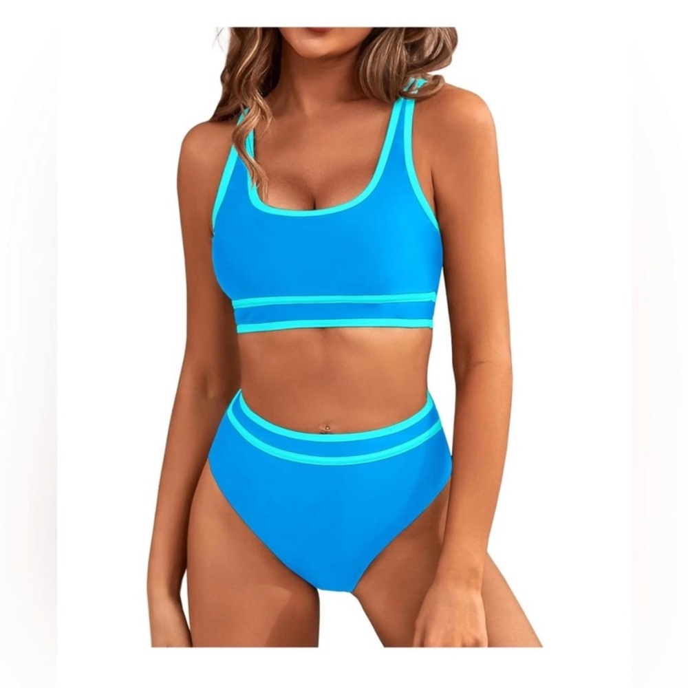 BMJL Women's High-Waist Blue Two-Piece Swimsuit